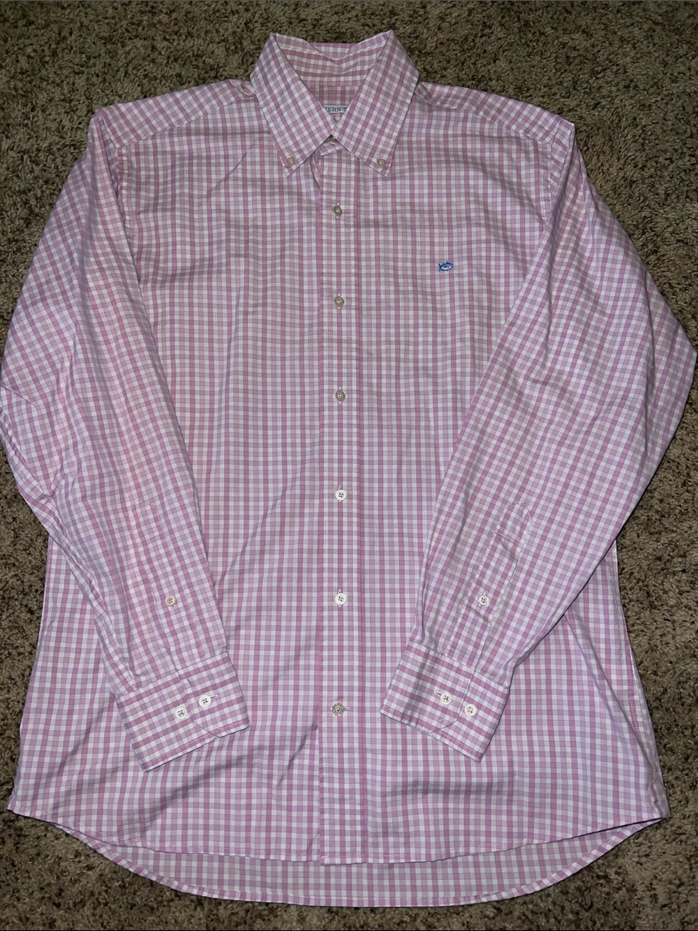 Southern Tide Pink & White Gingham Button-Down Dress Shirt
